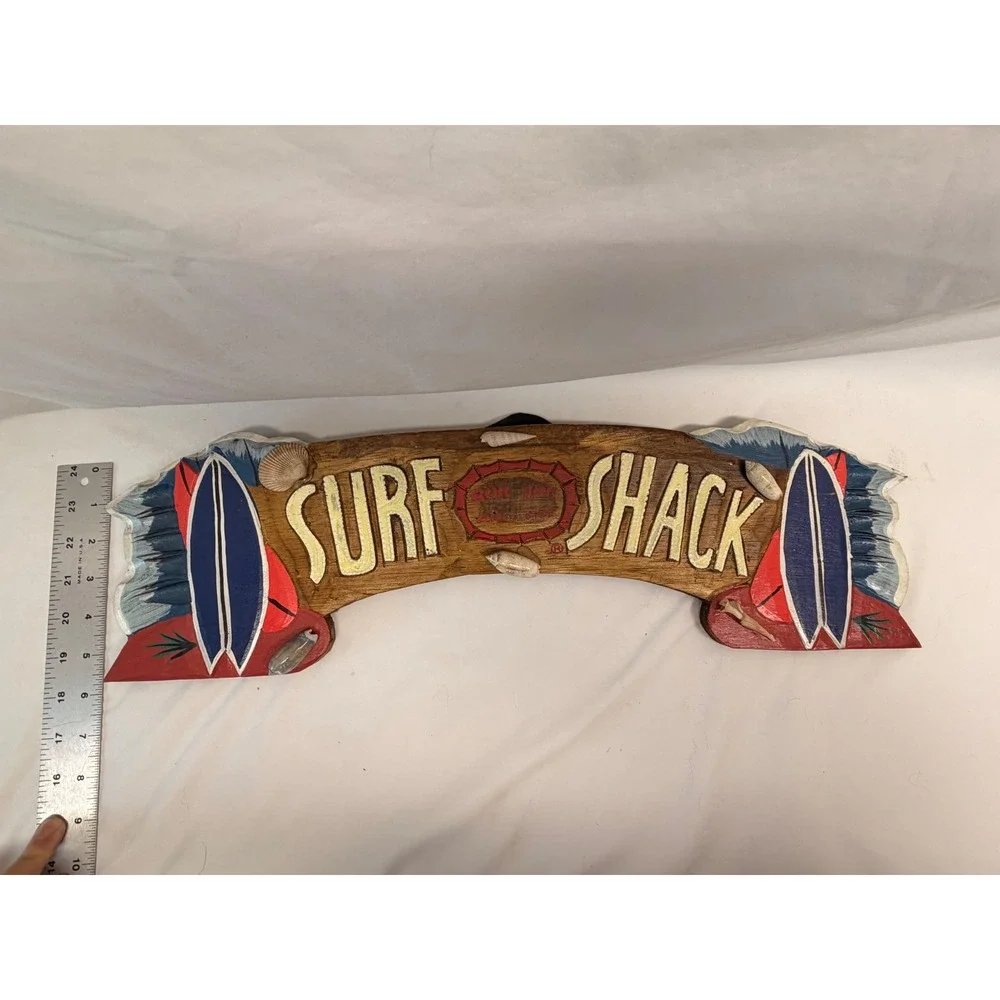 Ron Jon Surf Shop Surf Shack Wood Wall Sign Seashells Beach Decor 21 Inch